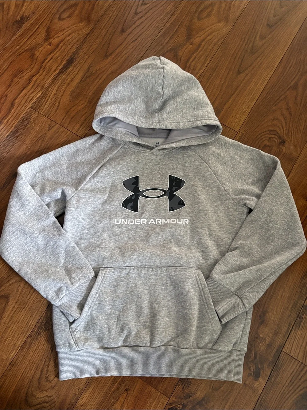 Boys Under Armour Light Gray Hoodie with Logo